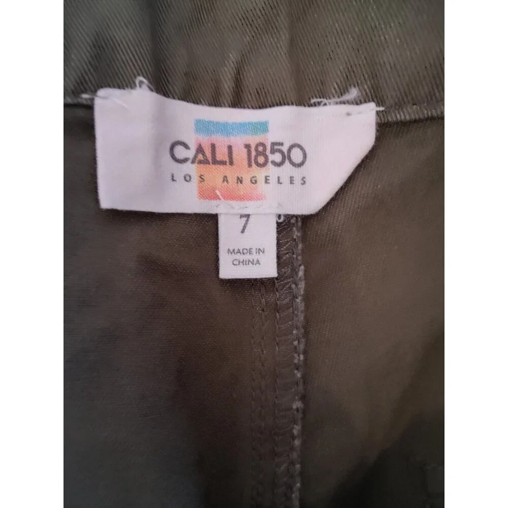 Cali 1850 Juniors Olive Green Cargo Zippered-Pocket Straight Leg‎ Pants 7 NWT - Picture 7 of 8